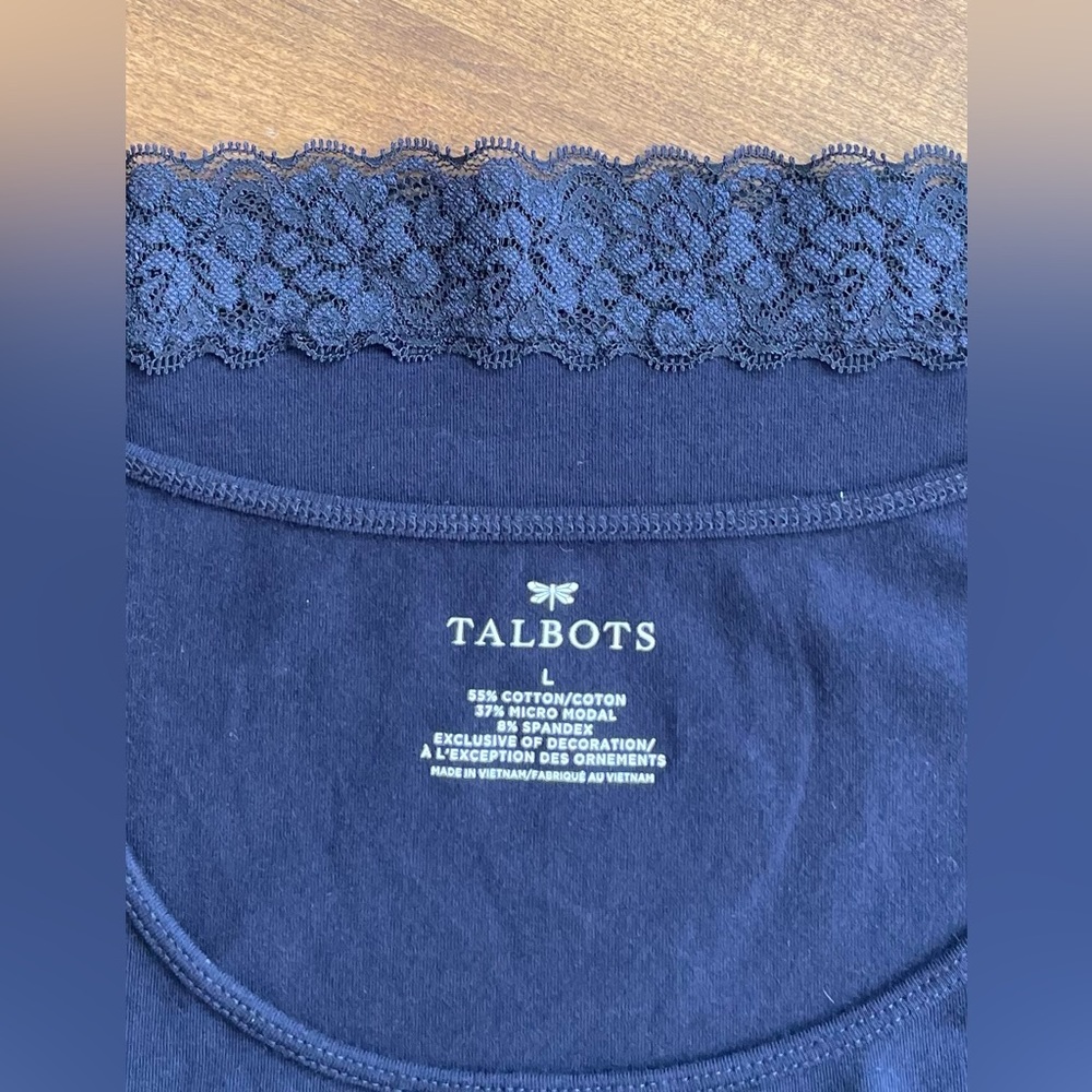 Talbots Navy Lace Tank Size L